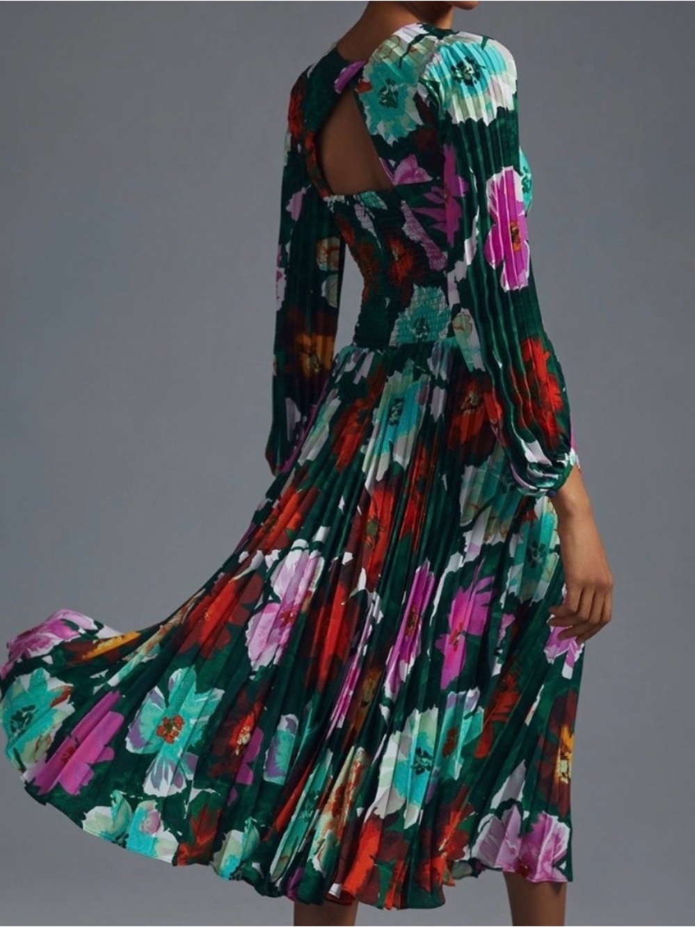 Maeve By Anthropologie Pleated V-Neck Floral Dress - Picture 3 of 12